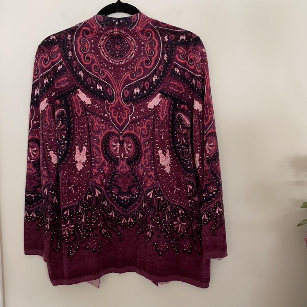 Talbots Lambswool Nylon Pattern Open Cardigan - image 3